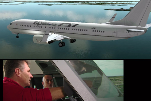 Астронавт Паоло Несполи на борту сима B737NG